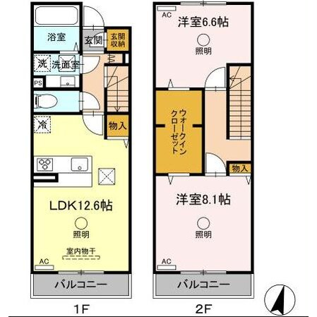 健軍校前駅 徒歩5分 1-2階の物件間取画像